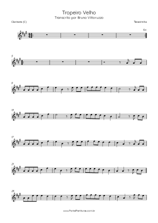 Teixeirinha  score for Clarinet (C)