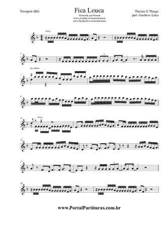 Thaeme e Thiago Fica Louca score for Trumpet