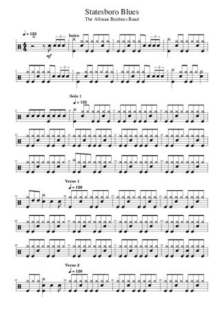 The Allman Brothers Band  score for Drums