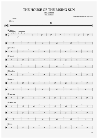 The Animals  score for Drums