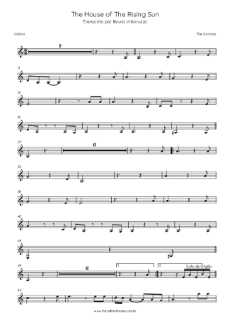 The Animals The House Of The Rising Sun score for Violin