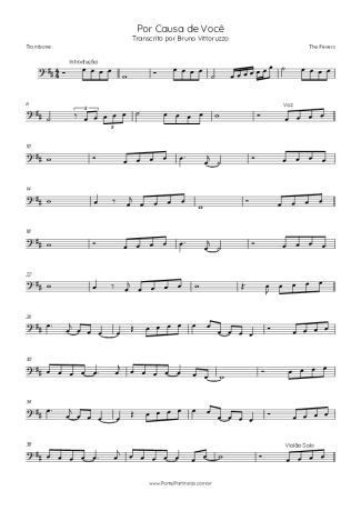 The Fevers Por Causa De Você score for Trombone