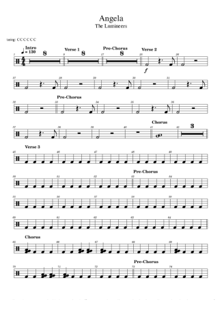 The Lumineers Angela score for Drums