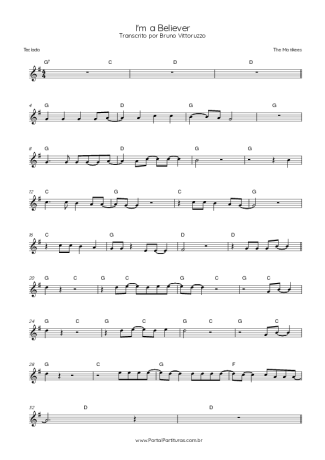 The Monkees I´m A Believer score for Keyboard