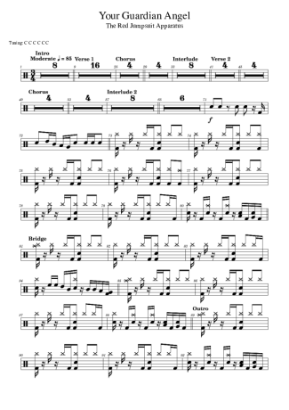 The Red Jumpsuit Apparatus Your Guardian Angel score for Drums