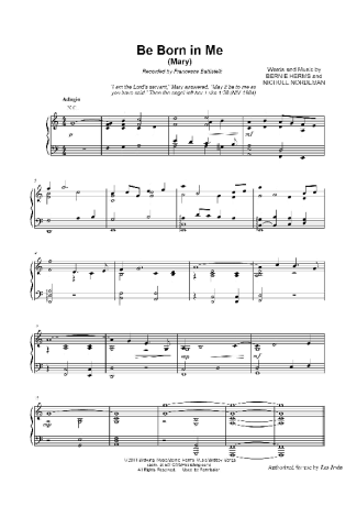 The Story Be Born In Me score for Piano