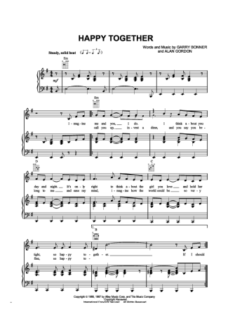 The Turtles Happy Together score for Piano