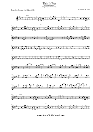 Thirty Seconds to Mars This Is War score for Clarinet (Bb)