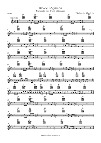 Tião Carreiro & Pardinho Rio De Lágrimas score for Acoustic Guitar