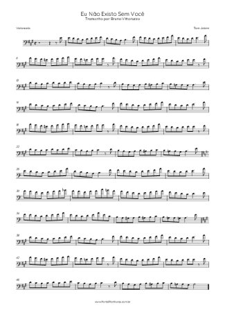 Tom Jobim Eu Não Existo Sem Você score for Cello