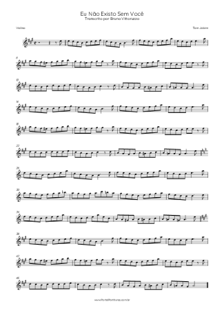 Tom Jobim Eu Não Existo Sem Você score for Violin