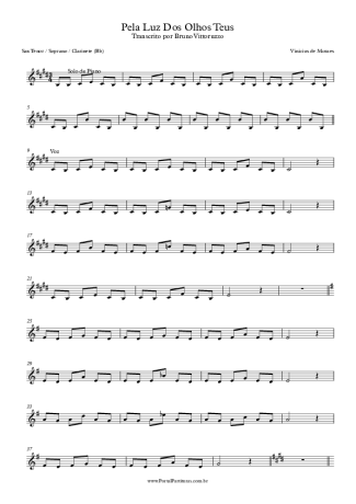 Tom Jobim Pela Luz Dos Olhos Teus score for Clarinet (Bb)