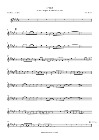 Tom Jobim Triste score for Alto Saxophone