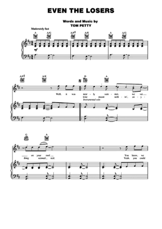 Tom Petty Even The Losers score for Piano