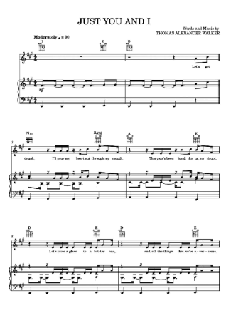Tom Walker Just You And I score for Piano