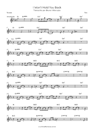 Toto I Won´t Hold You Back score for Keyboard