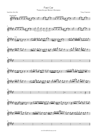 Tracy Chapman  score for Alto Saxophone