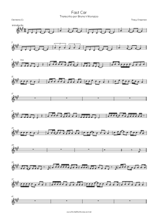 Tracy Chapman  score for Clarinet (C)