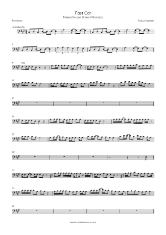 Tracy Chapman Fast Car score for Trombone