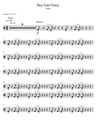 Train Hey Soul Sister score for Drums