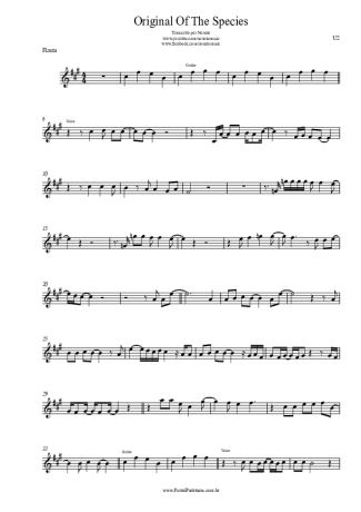 U2 Original Of The Species score for Flute