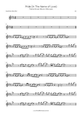 U2  score for Alto Saxophone