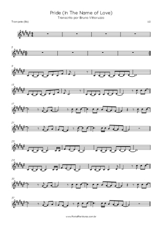 U2 Pride (In The Name Of Love) score for Trumpet