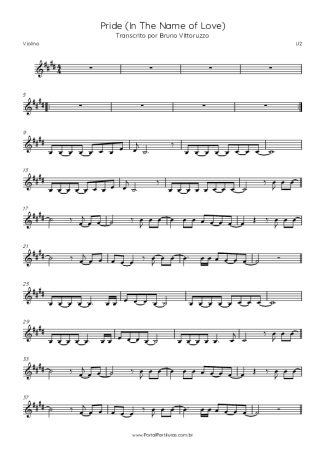 U2 Pride (In The Name Of Love) score for Violin