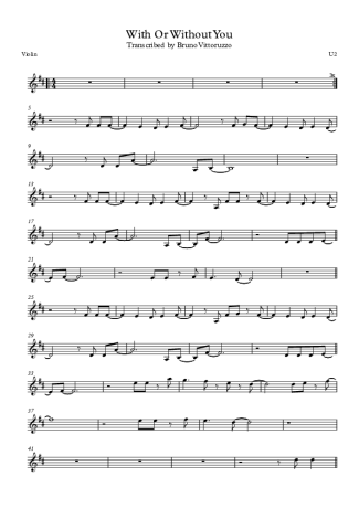 U2 With Or Without You score for Violin