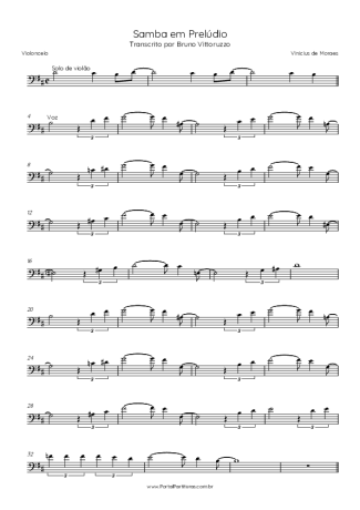 Vinicius de Moraes Samba Em Prelúdio score for Cello