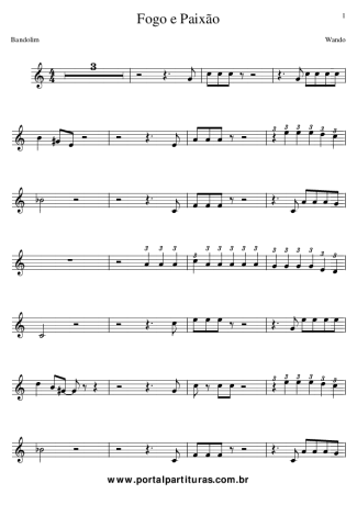 Wando Fogo e Paixão score for Mandolin