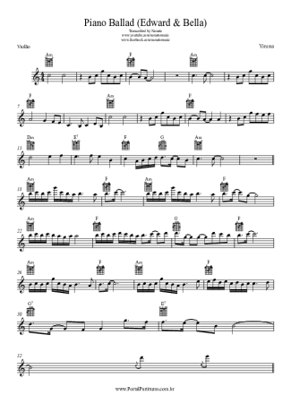 Yiruma Piano Ballad (Edward & Bella) score for Acoustic Guitar