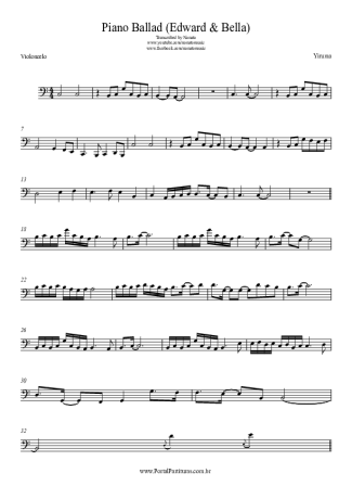 Yiruma Piano Ballad (Edward & Bella) score for Cello