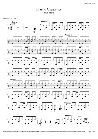 Zach Bryan  score for Drums