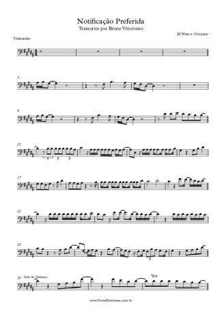 Zé Neto e Cristiano  score for Cello