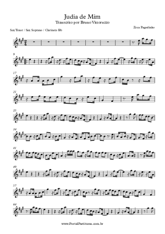 Zeca Pagodinho Judia De Mim score for Clarinet (Bb)