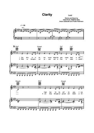 Zedd Clarity  score for Piano
