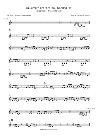 Zezé Di Camargo e Luciano Pra Sempre Em Mim score for Tenor Saxophone Soprano (Bb)